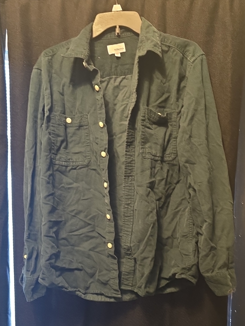 Casual Button-Down Shirt in Olive Green by Sonoma